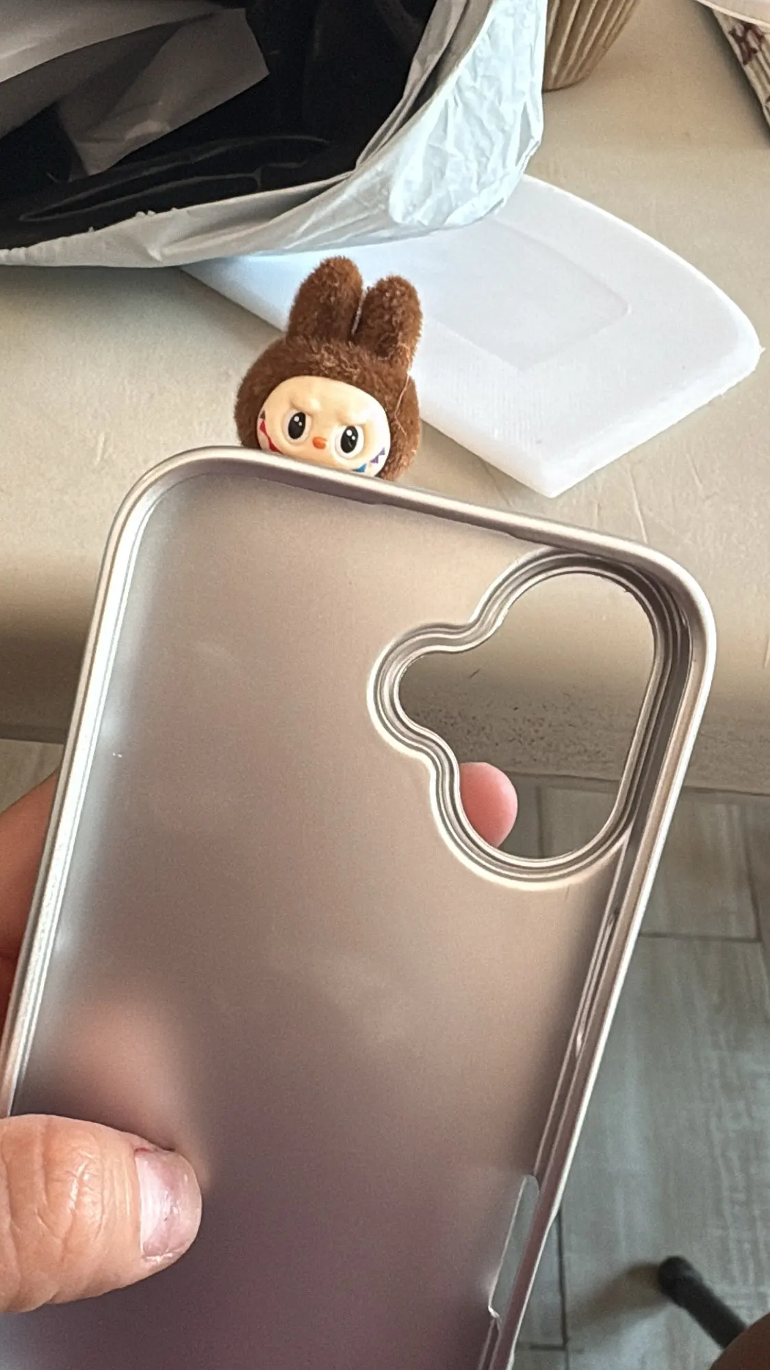 Silicone Suede Labubu Phone Case For Iphone 11 12 13 14 15 16pro Max Plus 16pro 15pro Diy Soft Brown Cover Coque Fall Prevention photo review