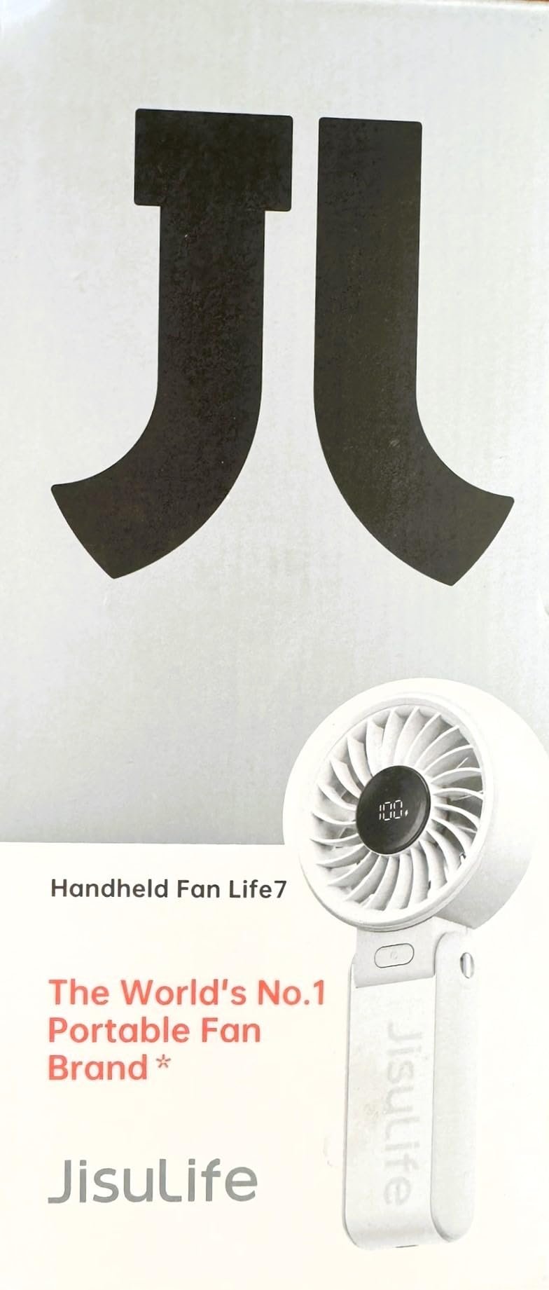 JISULIFE Handheld Fan Life7 – Ultimate Flexibility: High-Power Motor. LED Display. 19.5 Hrs Cooling. 5000mAh Rechargeable. 5-Speed. Foldable Design. 3-IN-1 Portable Fan for Travel Cruise Beach(Grey) photo review