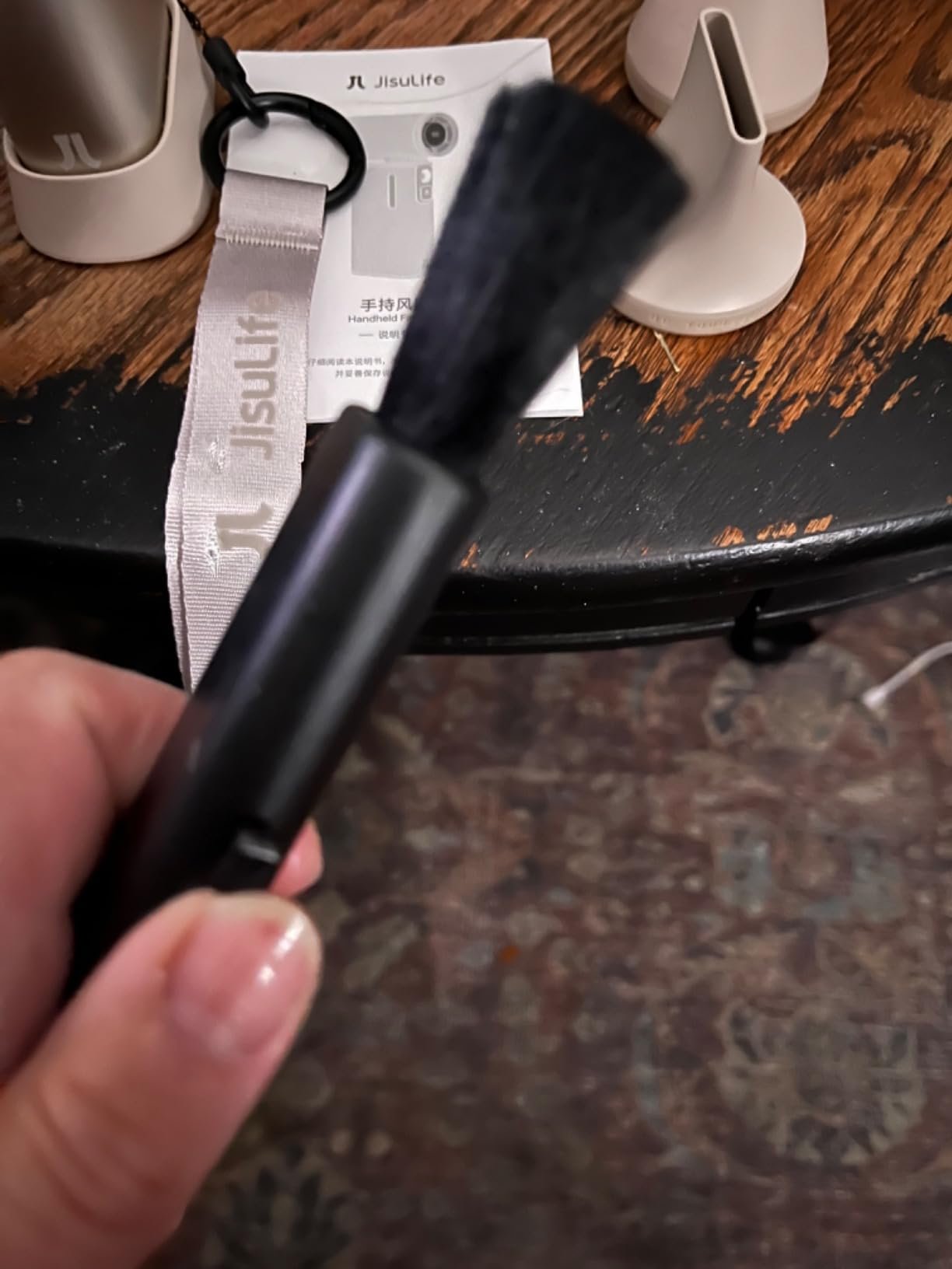 JISULIFE Portable Handheld Turbo Fan. 100 Speeds Adjustable Mini Personal Fan. 9000mAh USB Rechargeable Battery Operated. LED Display. Metal Shell with Accessories Gifts for Men Women Travel- Grey photo review