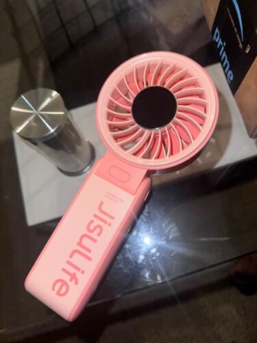 JISULIFE Handheld Fan Life7 – Ultimate Flexibility: High-Power Motor. LED Display. 19.5 Hrs Cooling. 5000mAh Rechargeable. 5-Speed. Foldable Design. 3-IN-1 Portable Fan for Travel Cruise Beach(Grey) photo review