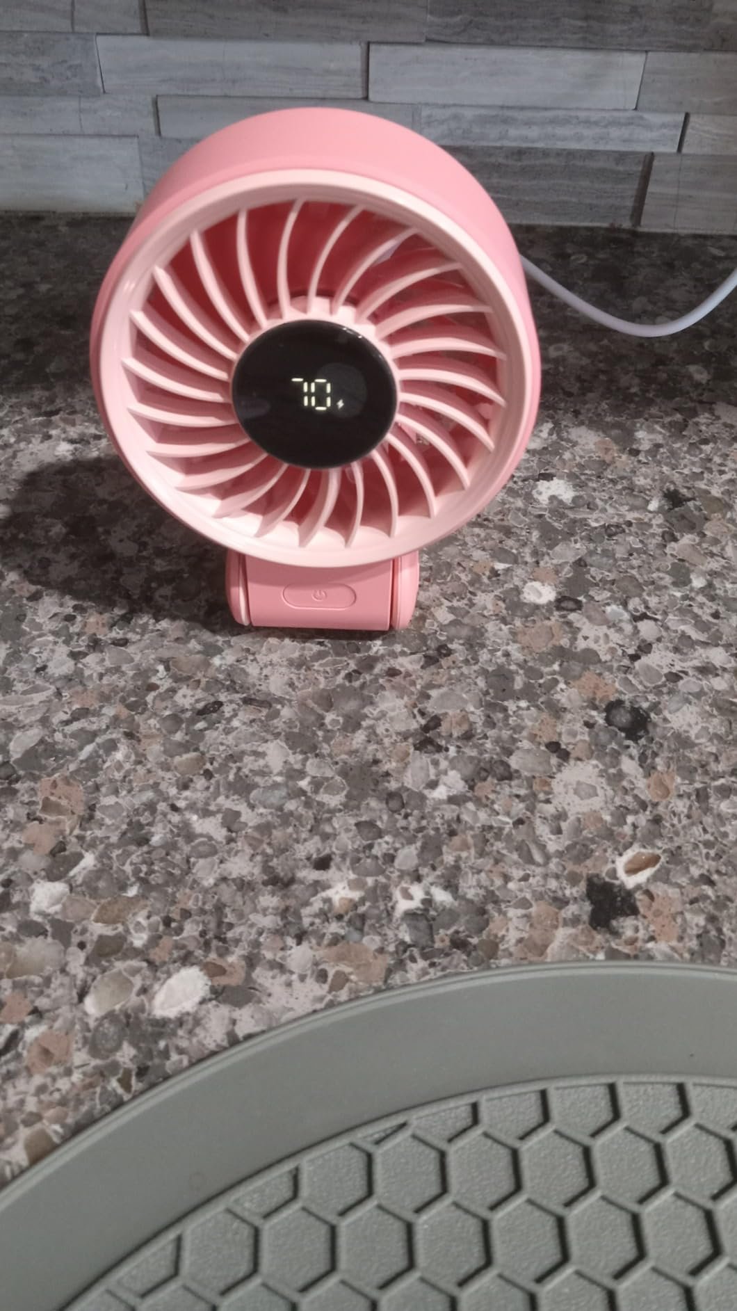 JISULIFE Handheld Fan Life7 – Ultimate Flexibility: High-Power Motor. LED Display. 19.5 Hrs Cooling. 5000mAh Rechargeable. 5-Speed. Foldable Design. 3-IN-1 Portable Fan for Travel Cruise Beach(Grey) photo review