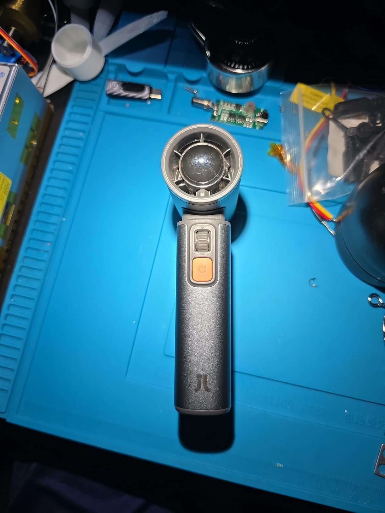 JISULIFE Portable Handheld Turbo Fan. 100 Speeds Adjustable Mini Personal Fan. 9000mAh USB Rechargeable Battery Operated. LED Display. Metal Shell with Accessories Gifts for Men Women Travel- Grey photo review