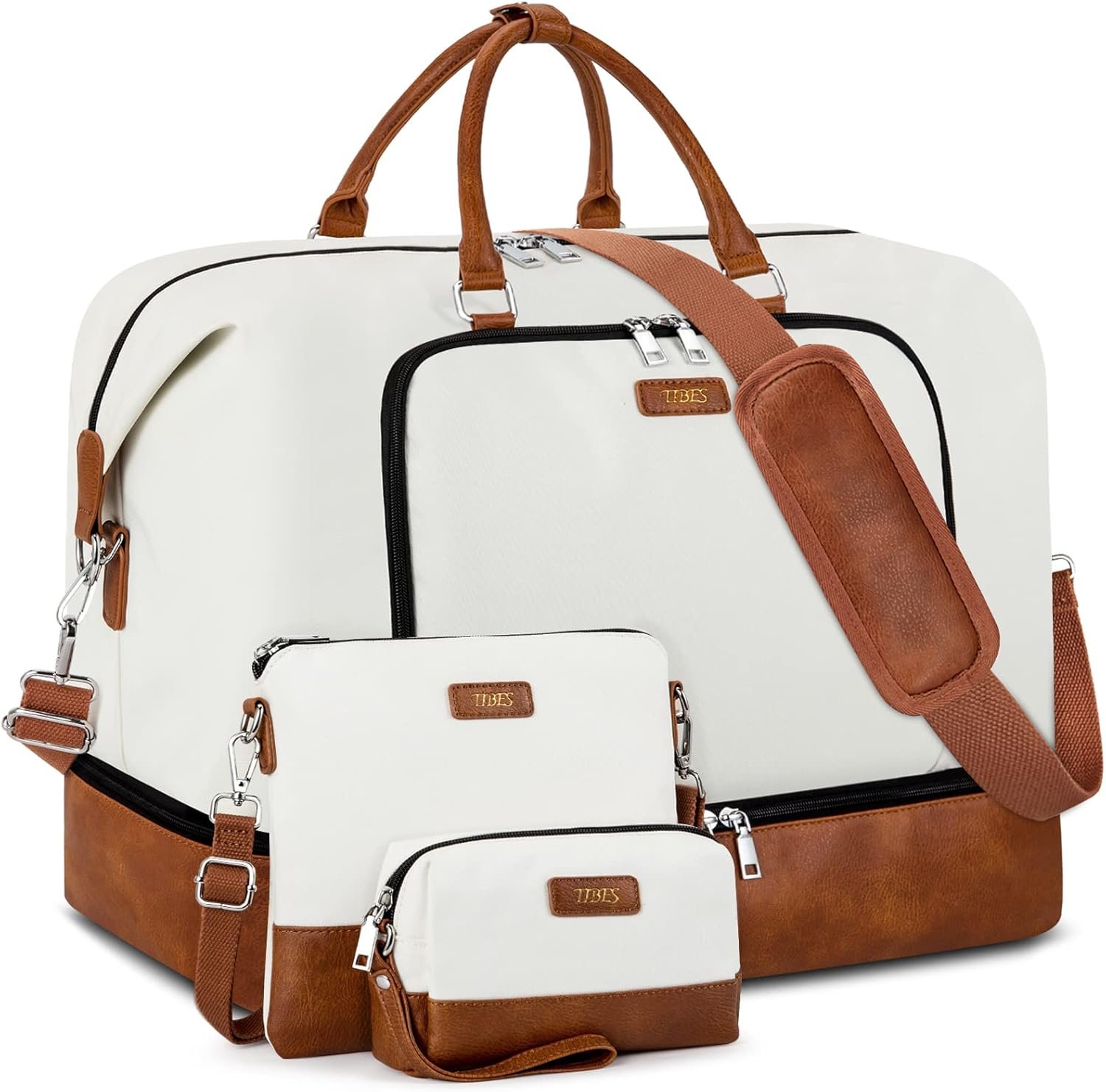 Travel Weekender Bag for Women. Overnight Bag with Shoe Compartment Oversized Travel Duffel Bag Carry On Tote 21