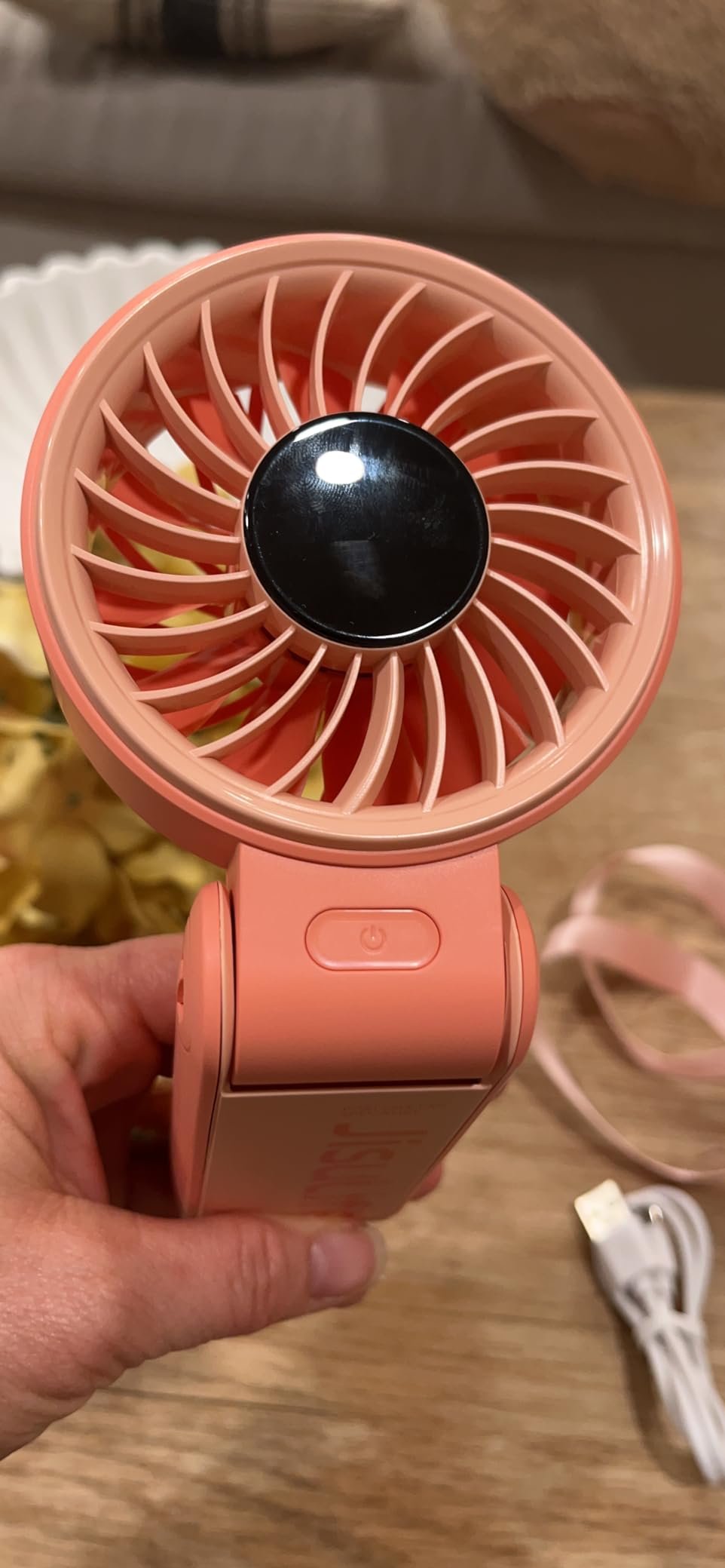 JISULIFE Handheld Fan Life7 – Ultimate Flexibility: High-Power Motor. LED Display. 19.5 Hrs Cooling. 5000mAh Rechargeable. 5-Speed. Foldable Design. 3-IN-1 Portable Fan for Travel Cruise Beach(Grey) photo review