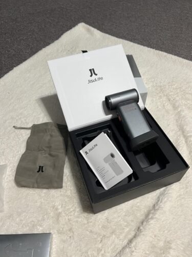 JISULIFE Portable Handheld Turbo Fan. 100 Speeds Adjustable Mini Personal Fan. 9000mAh USB Rechargeable Battery Operated. LED Display. Metal Shell with Accessories Gifts for Men Women Travel- Grey photo review