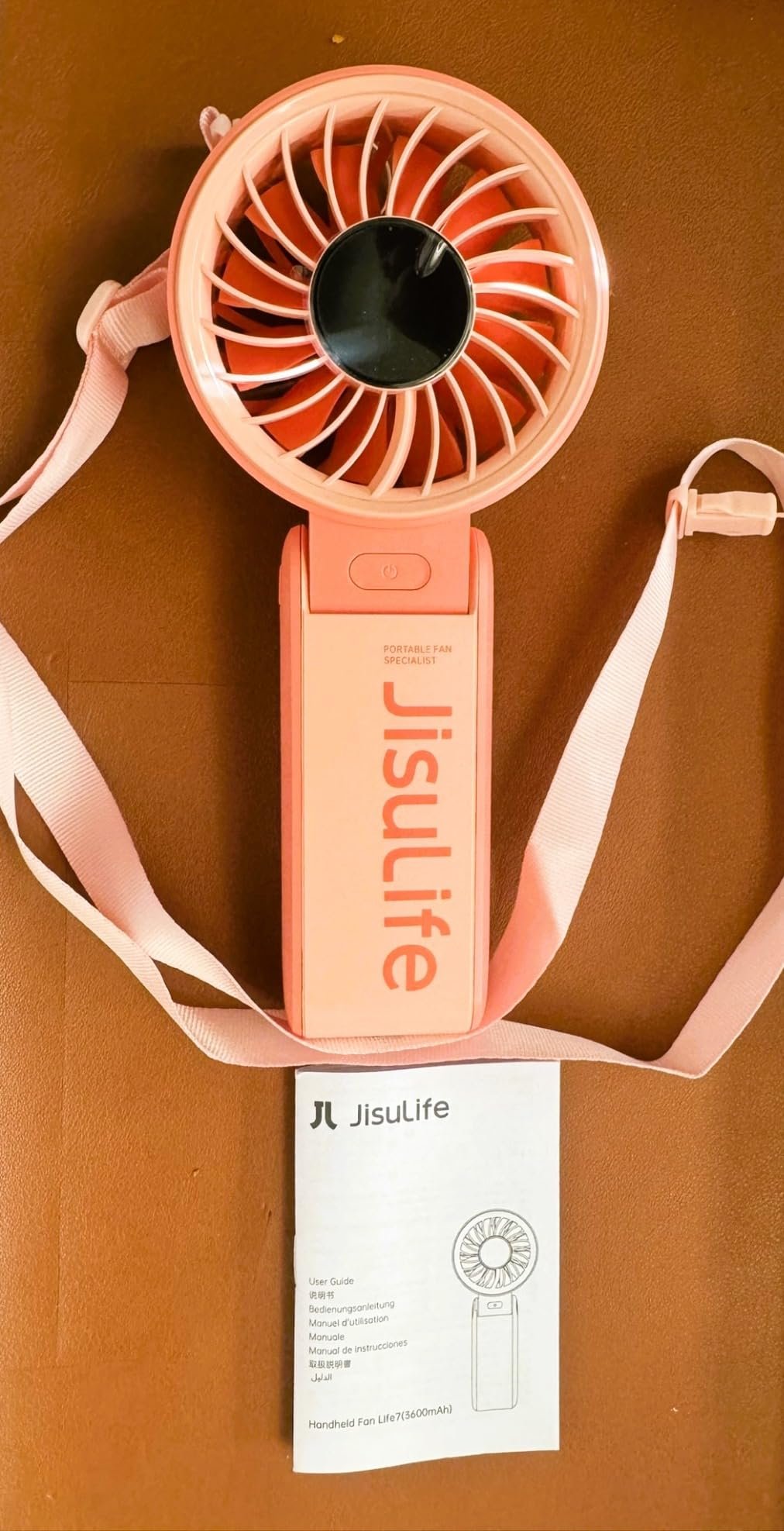 JISULIFE Handheld Fan Life7 – Ultimate Flexibility: High-Power Motor. LED Display. 19.5 Hrs Cooling. 5000mAh Rechargeable. 5-Speed. Foldable Design. 3-IN-1 Portable Fan for Travel Cruise Beach(Grey) photo review