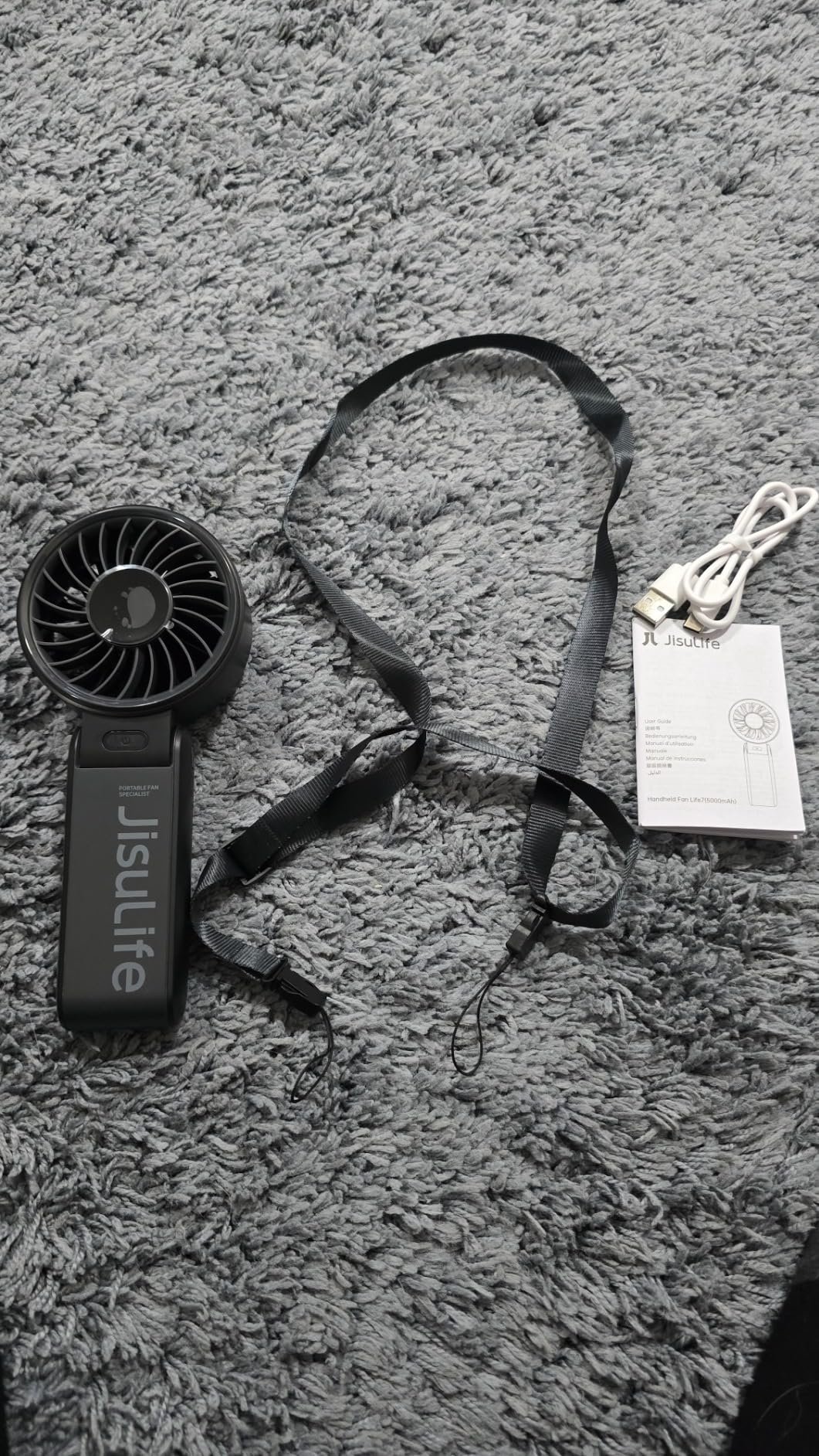JISULIFE Handheld Fan Life7 – Ultimate Flexibility: High-Power Motor. LED Display. 19.5 Hrs Cooling. 5000mAh Rechargeable. 5-Speed. Foldable Design. 3-IN-1 Portable Fan for Travel Cruise Beach(Grey) photo review