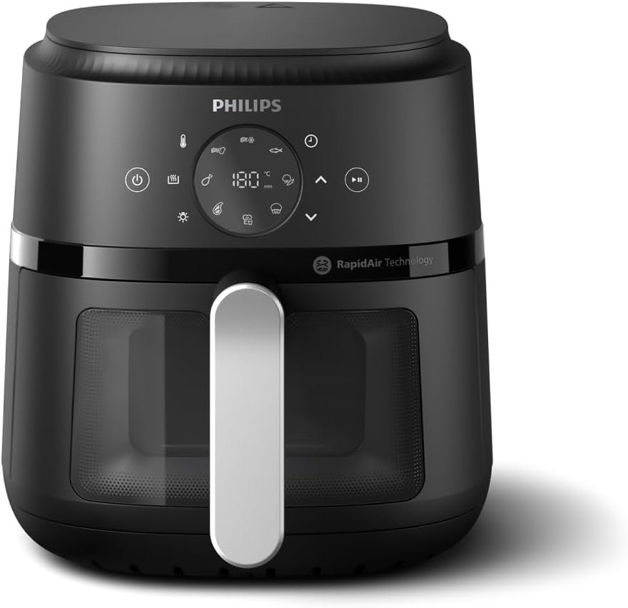 Philips 2000 Series Airfryer - RapidAir Technology. 13-in-1 Ways to Cook. 4.4QT Capacity. Healthier Meals Up to 90% Less Fat. Easy to Clean. Dishwasher Safe. Touchscreen Control. HomeID App (NA221/00)
