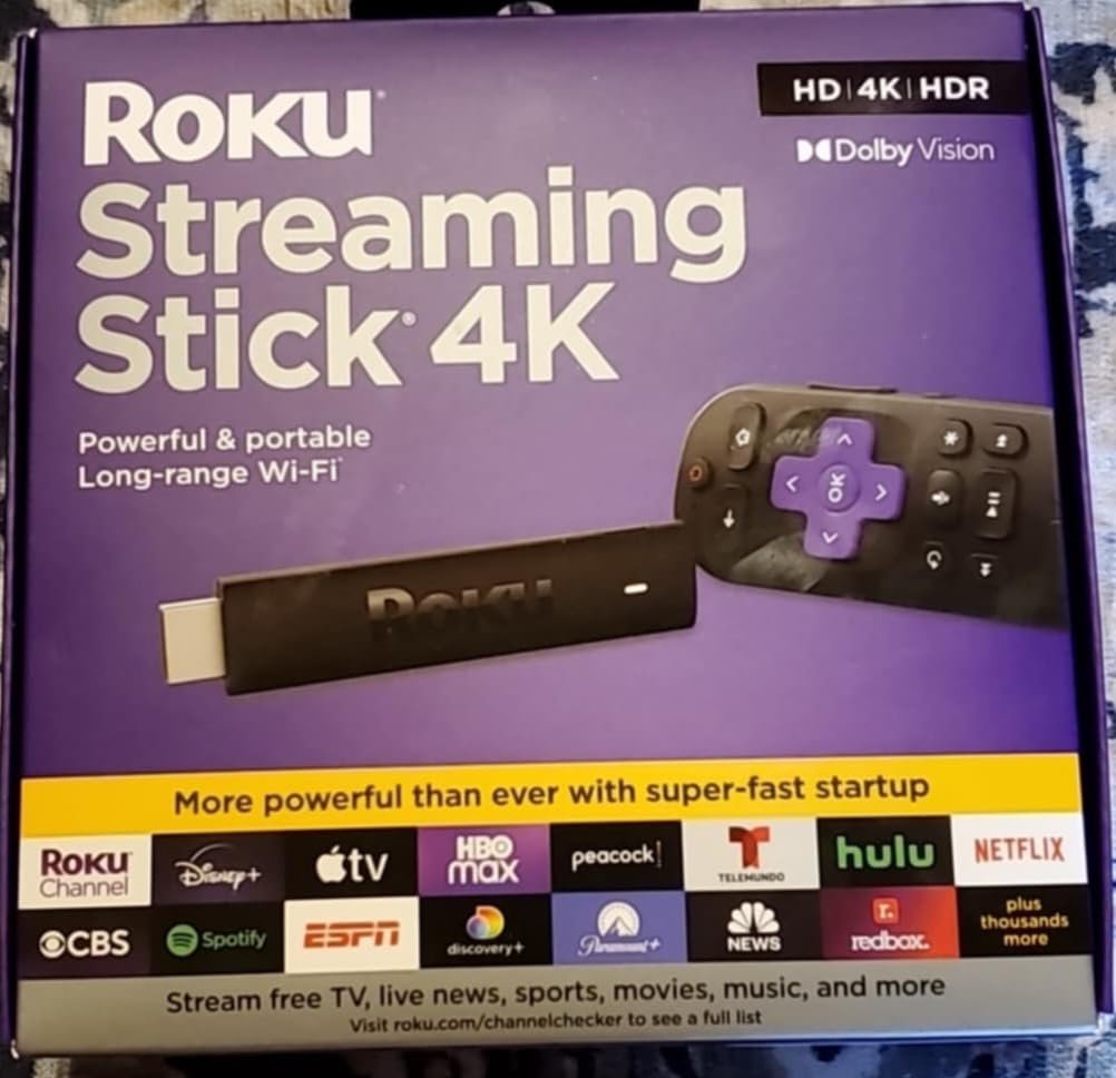 Roku Streaming Stick 4K - HDR & Dolby Vision Roku Streaming Device for TV with Voice Remote & Long-Range Wi-Fi - Free & Live TV photo review