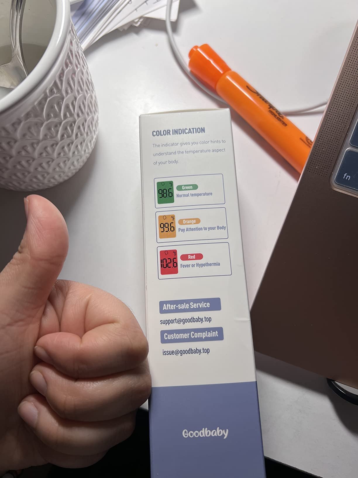 No-Touch Thermometer for Adults and Kids. Accurate Digital Baby Thermometer. Fever Alarm & Silent Mode. 2 in 1 Forehead & Object Mode photo review