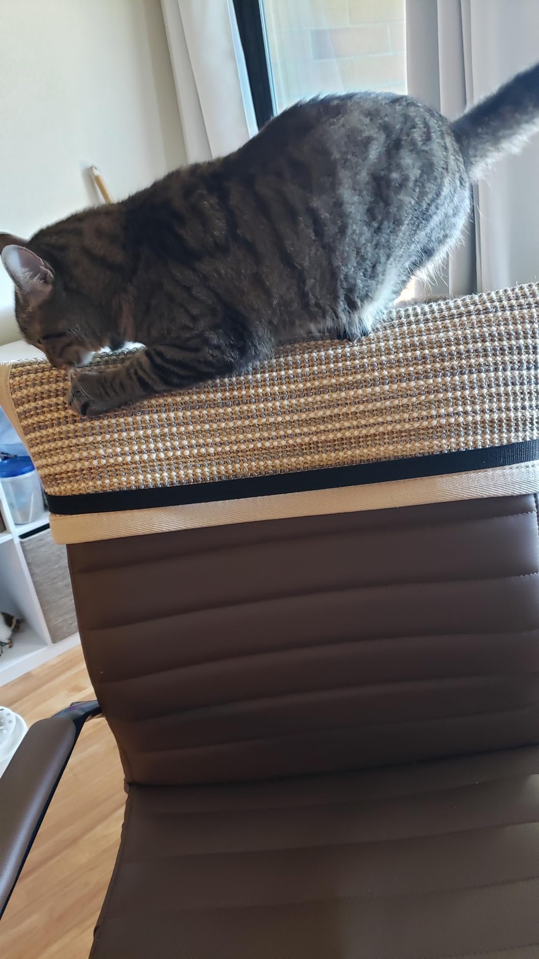 FUKUMARU Cat Scratcher Mat. 23.6 X 15.7 Inch Natural Sisal Cat Scratch Mats. Horizontal Cat Floor Scratching Pad Rug with Sticky Tapes. Protect Couch and Carpets photo review