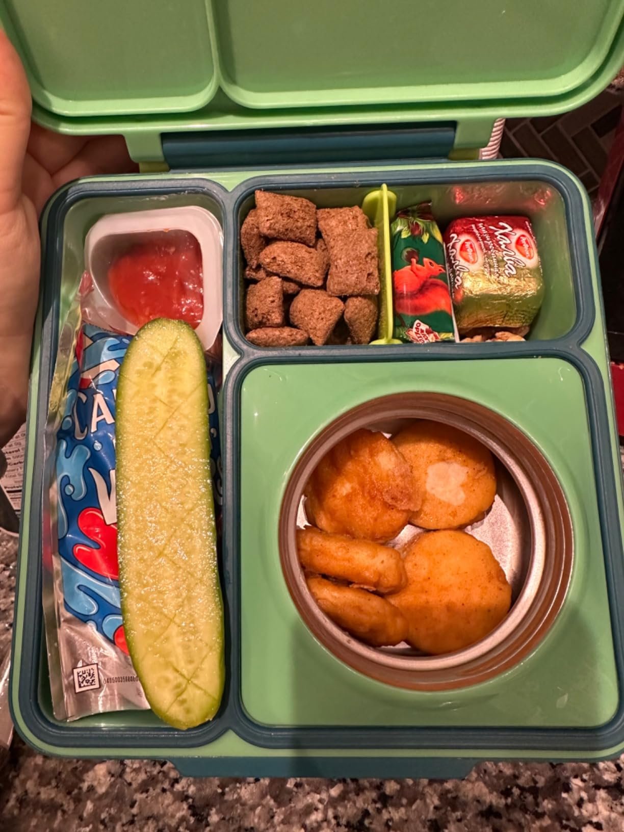Omie OmieBox Bento Box for Kids - Insulated Lunch Box with Leak Proof Food Jar - 3 Compartments. 2 Temperature Zones - (Meadow) photo review