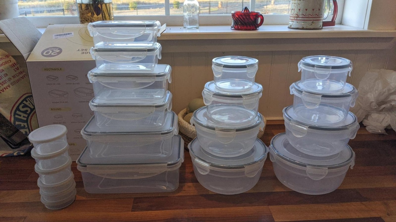 JSCARES 40 PCS Food Storage Containers with Lids Airtight (20 Lids &20 Containers) - Leakproof Meal-Prep Containers for Kitchen Storage Reusable Plastic Microwave/Dishwasher Safe with Labels & Pen photo review