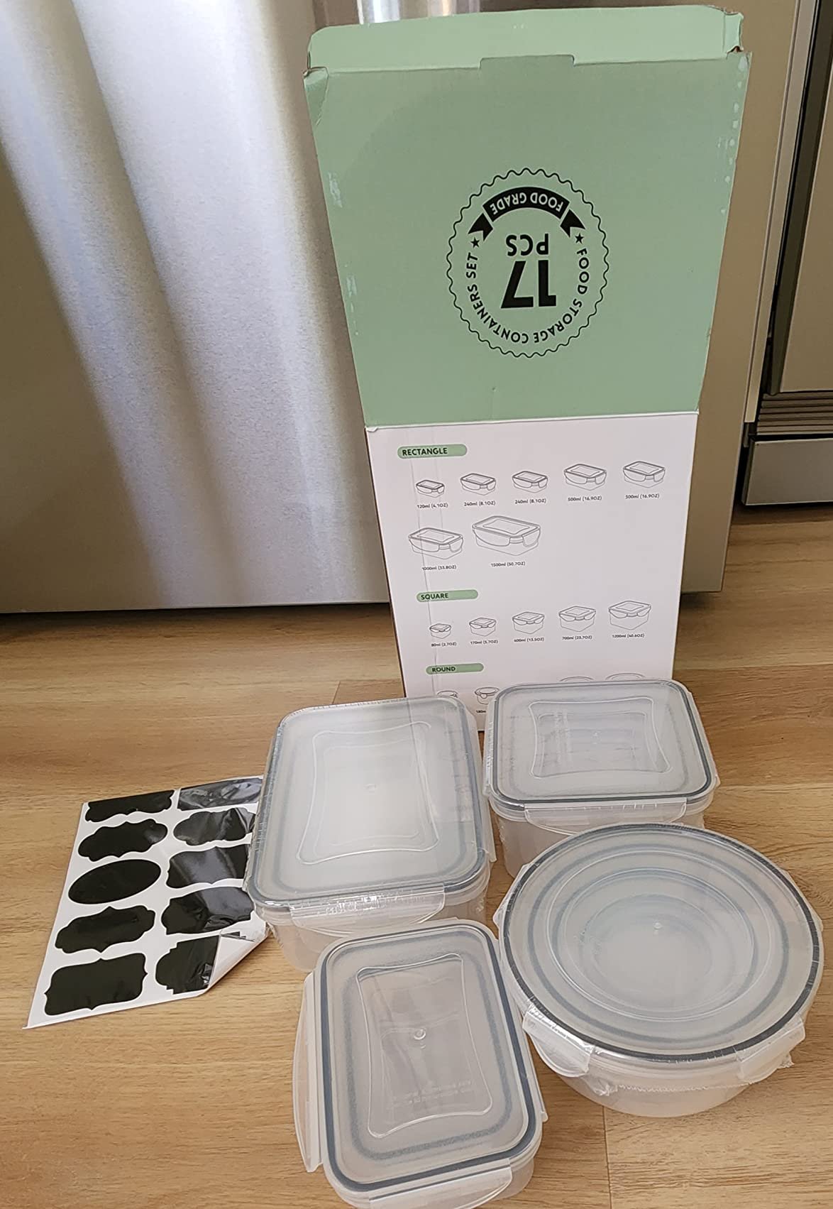 JSCARES 40 PCS Food Storage Containers with Lids Airtight (20 Lids &20 Containers) - Leakproof Meal-Prep Containers for Kitchen Storage Reusable Plastic Microwave/Dishwasher Safe with Labels & Pen photo review