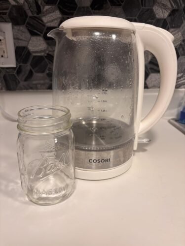 Cosori Electric Kettle. No Plastic Contact With Water. Wide Mouth For Easy Cleaning. Auto Shut Off. 1.7L Tea Kettle & Hot Water Boiler. Water Heater & Teapot. Borosilicate Glass. Black. 1500W photo review