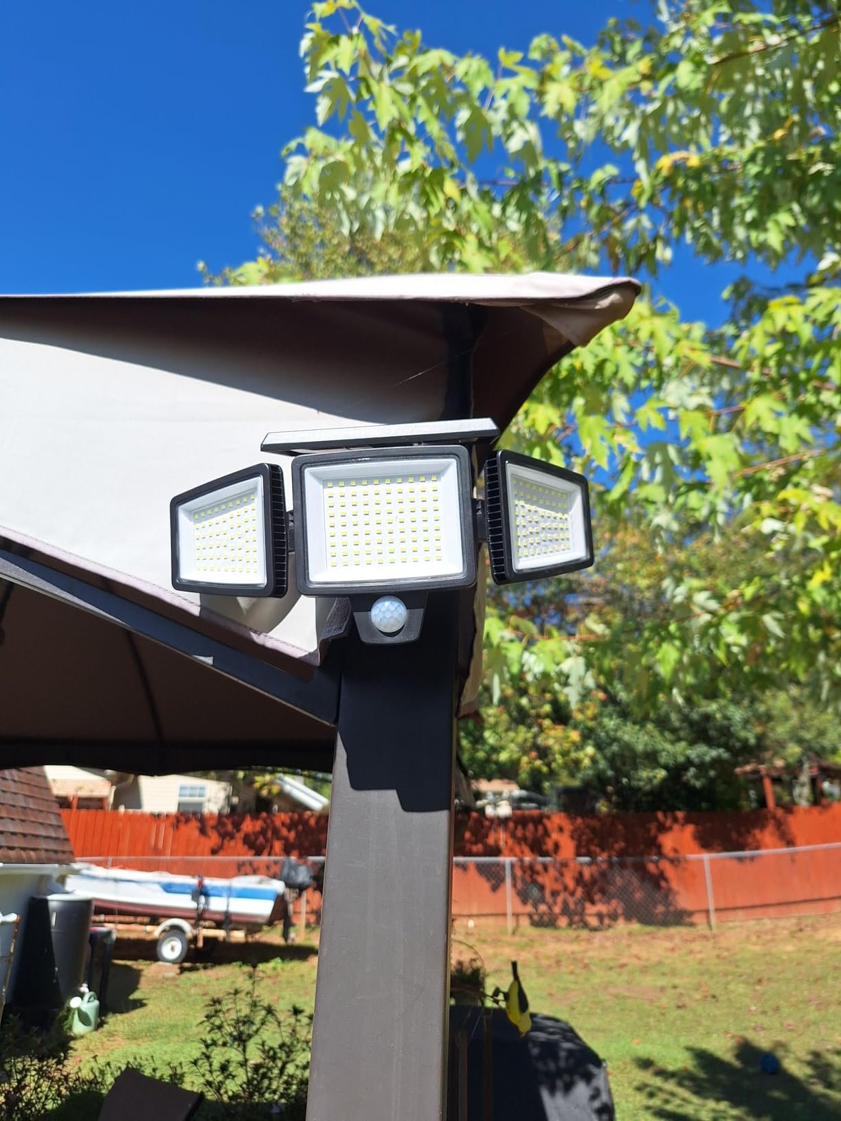 Tuffenough Solar Outdoor Lights 2500LM 210 LED Security Lights with Remote Control.3 Heads Motion Sensor Lights. IP65 Waterproof.270° Wide Angle Flood Wall Lights with 3 Modes(2 Packs) photo review