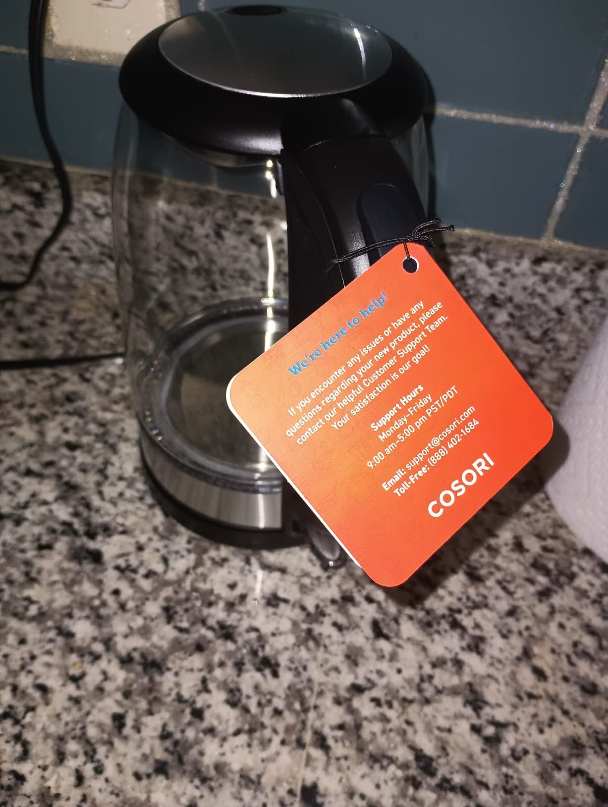 Cosori Electric Kettle. No Plastic Contact With Water. Wide Mouth For Easy Cleaning. Auto Shut Off. 1.7L Tea Kettle & Hot Water Boiler. Water Heater & Teapot. Borosilicate Glass. Black. 1500W photo review