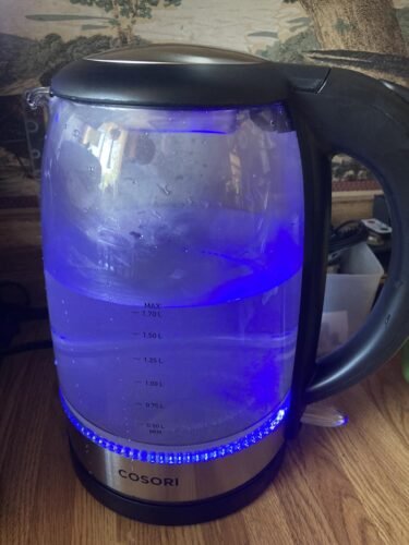 Cosori Electric Kettle. No Plastic Contact With Water. Wide Mouth For Easy Cleaning. Auto Shut Off. 1.7L Tea Kettle & Hot Water Boiler. Water Heater & Teapot. Borosilicate Glass. Black. 1500W photo review