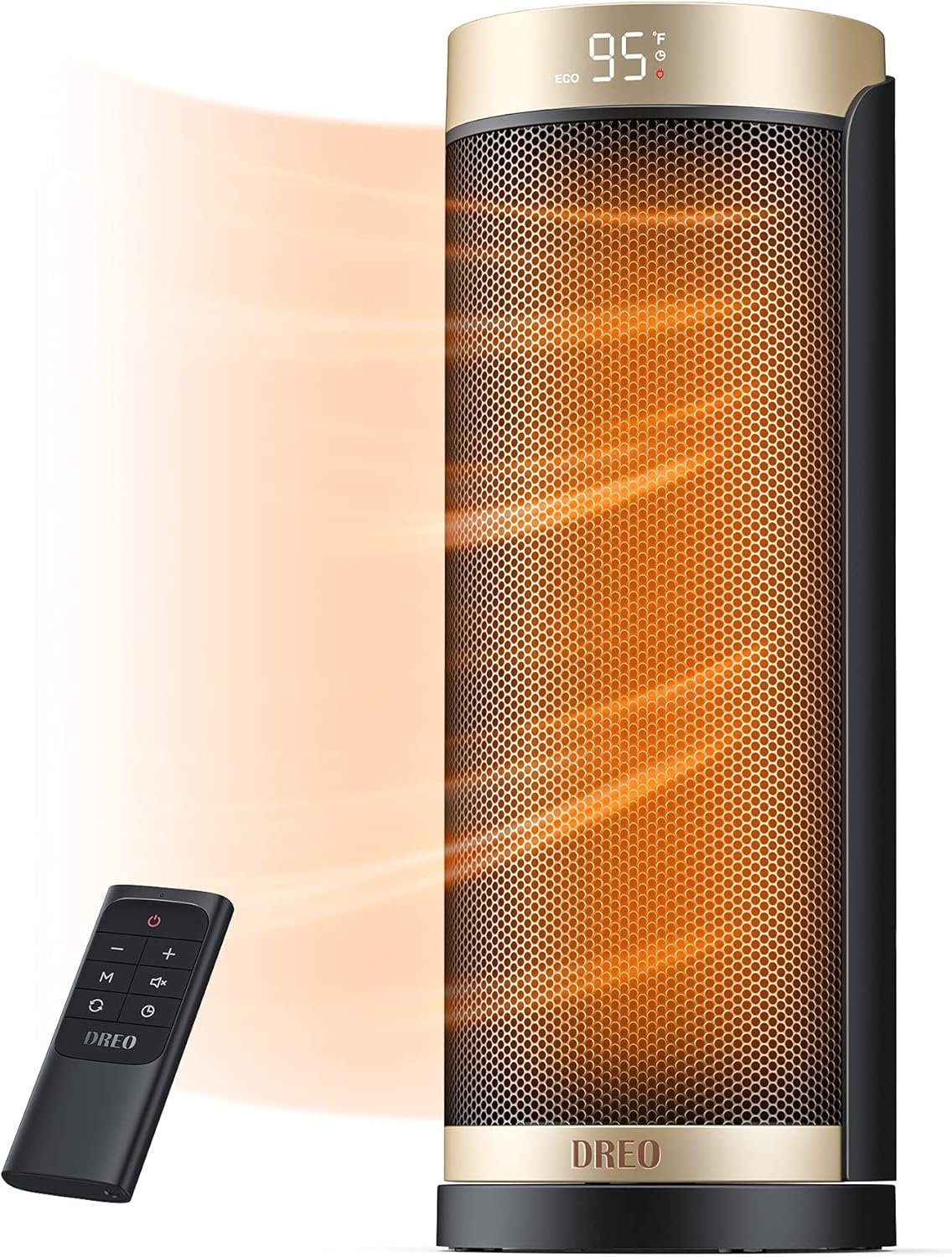DREO Space Heater. 1500W Electric Heaters for Indoor Use with Thermostat. 70° Oscillation. 8 Safety Protections. 5 Modes. Remote. 12H Timer. Quiet Portable Heater for Office. Bedroom. Large Room