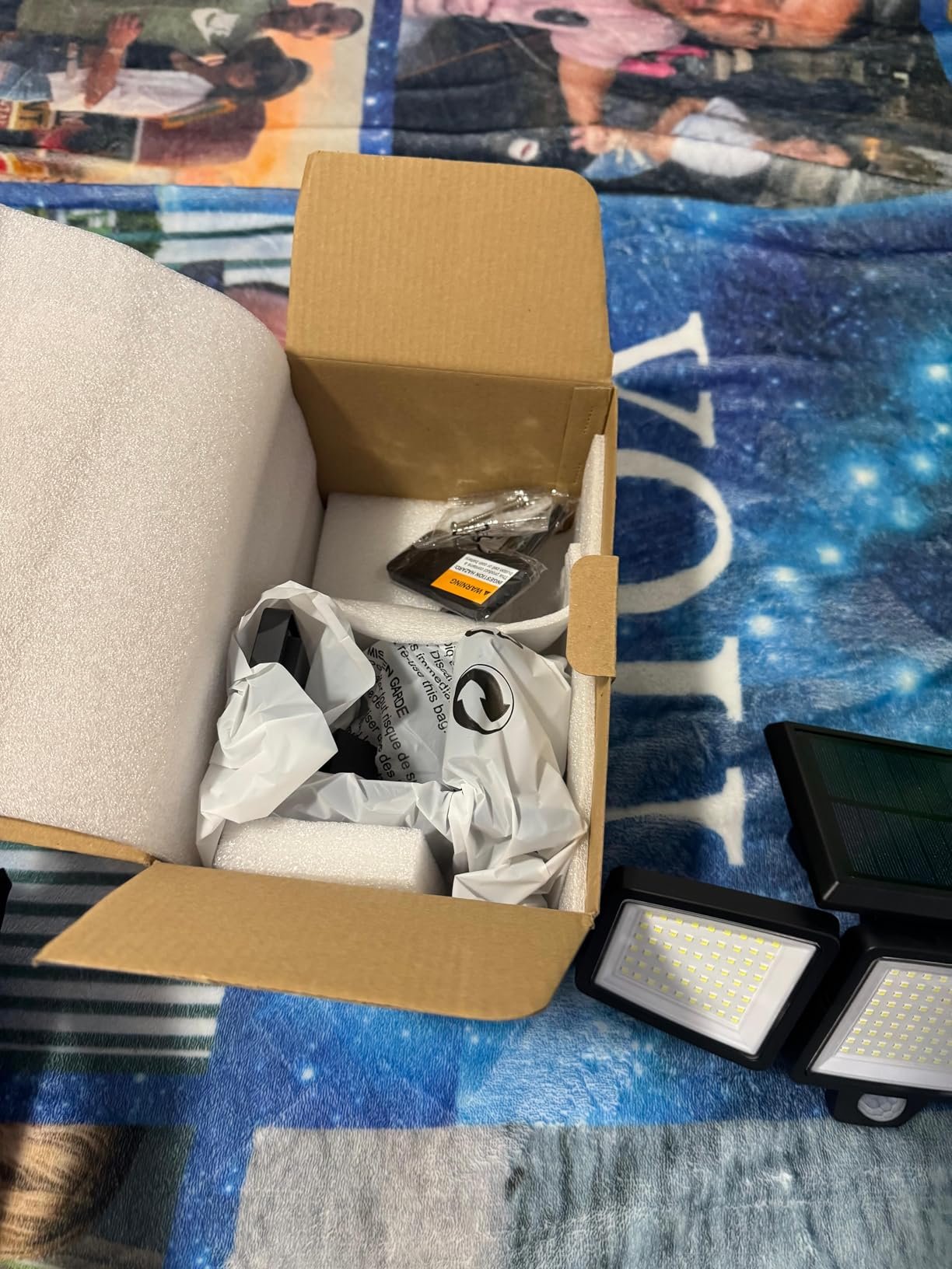 Tuffenough Solar Outdoor Lights 2500LM 210 LED Security Lights with Remote Control.3 Heads Motion Sensor Lights. IP65 Waterproof.270° Wide Angle Flood Wall Lights with 3 Modes(2 Packs) photo review